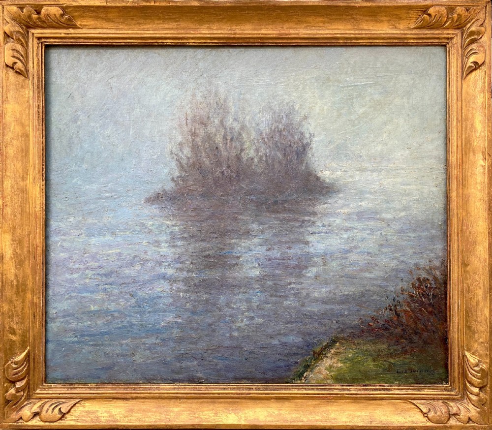 River Islets in the Mist, ca 1940, Monet country, the Seine, Impressionist oil on canvas View VI