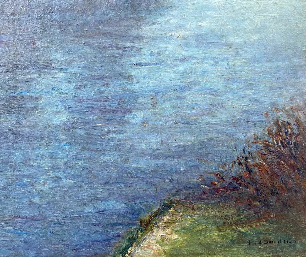 River Islets in the Mist, ca 1940, Monet country, the Seine, Impressionist oil on canvas View V