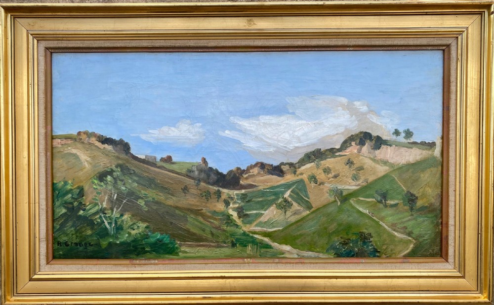 Italian landscape with figure ca 1938, hills near Rome, cloud study French oil on canvas View II