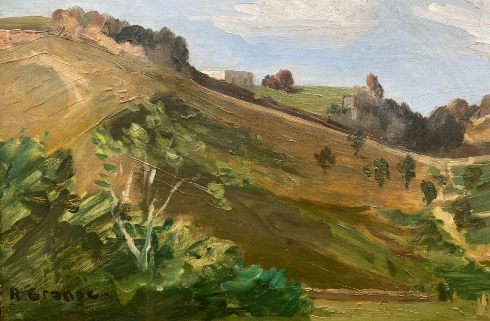 Italian landscape with figure ca 1938, hills near Rome, cloud study French oil on canvas View V