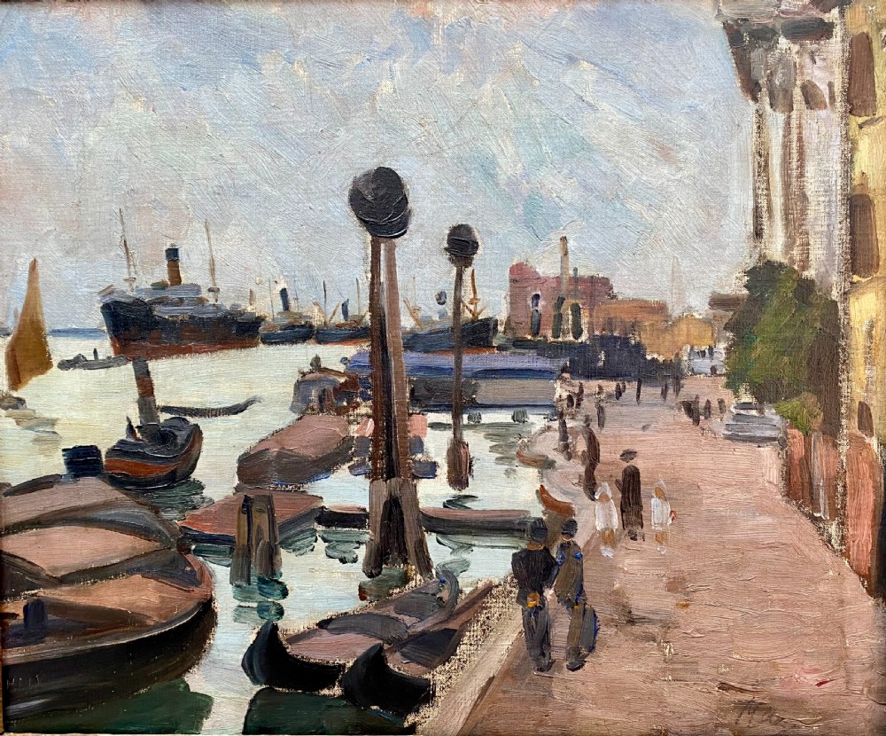 Masterpiece: Paul Lucien Maze the sea port at dusk, ca 1920, collection of Ivor Churchill, oil on canvas