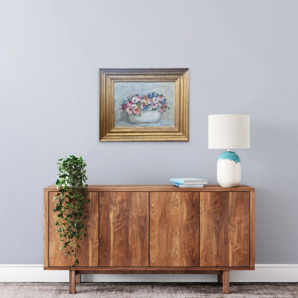 Flowers in a Jardiniere: sunny art deco period floral still life, ca 1920 oil on canvas View X