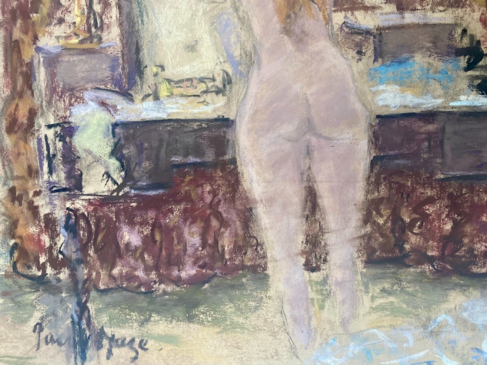 Jessie dressing: intimiste Vuillard like masterpiece by Paul Maze pastel on paper View IV