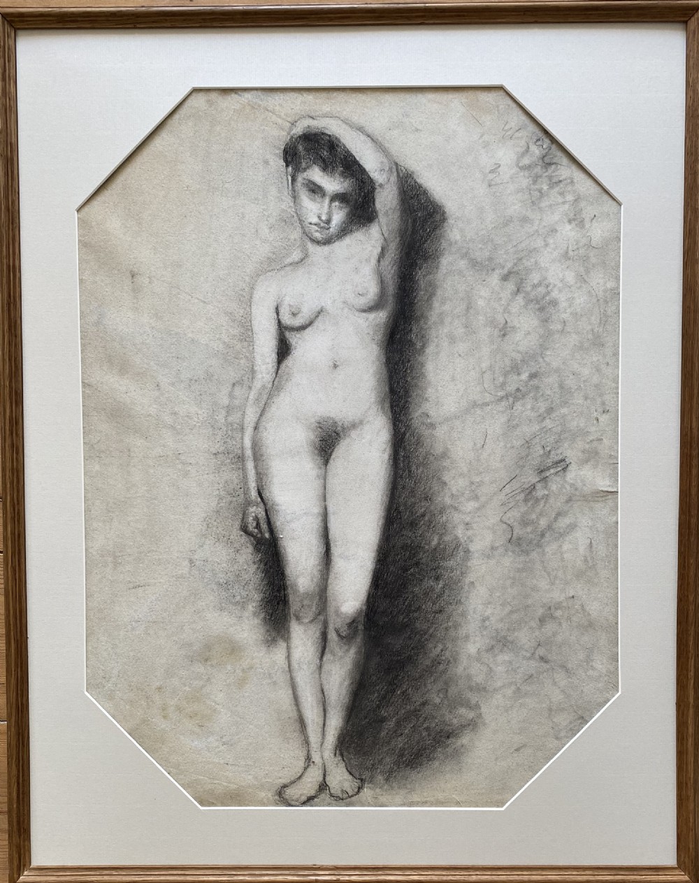 The inscrutable girl, ca 1860 : mysterious nude à la Fantin Latour drawing on paper View II