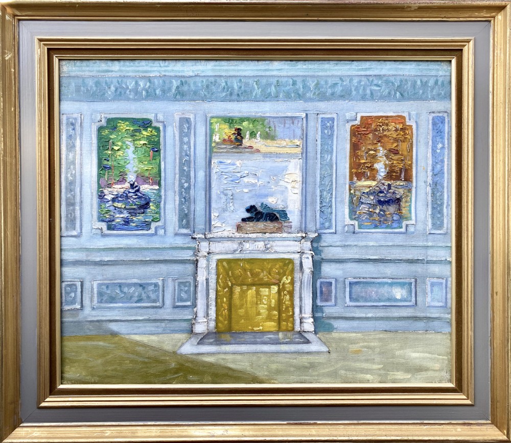 Light flooded Interior: inside the French Chateau, ca 1915 elegant Impressionist oil on canvas View III