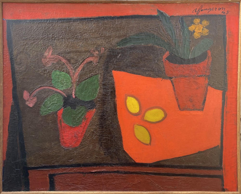 Masterpiece: cubist pop art precursor Tate Gallery artist Fougeron museum exhibited ,  wartime 1943 lemons on a table oil on canvas View II