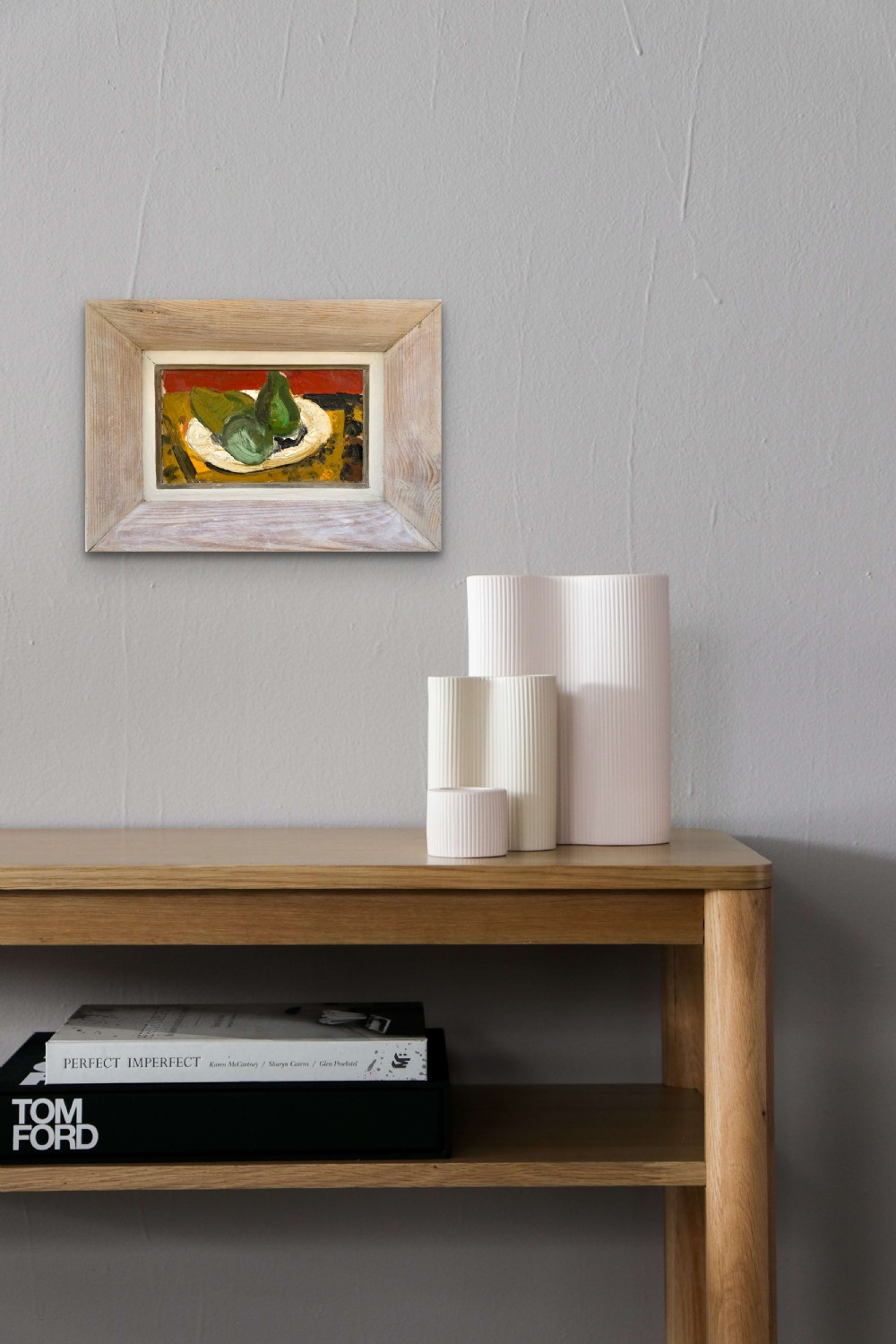 Cubist Modernist Still Life with Pears ca 1950 abstracted mid century French oil on canvas View VI