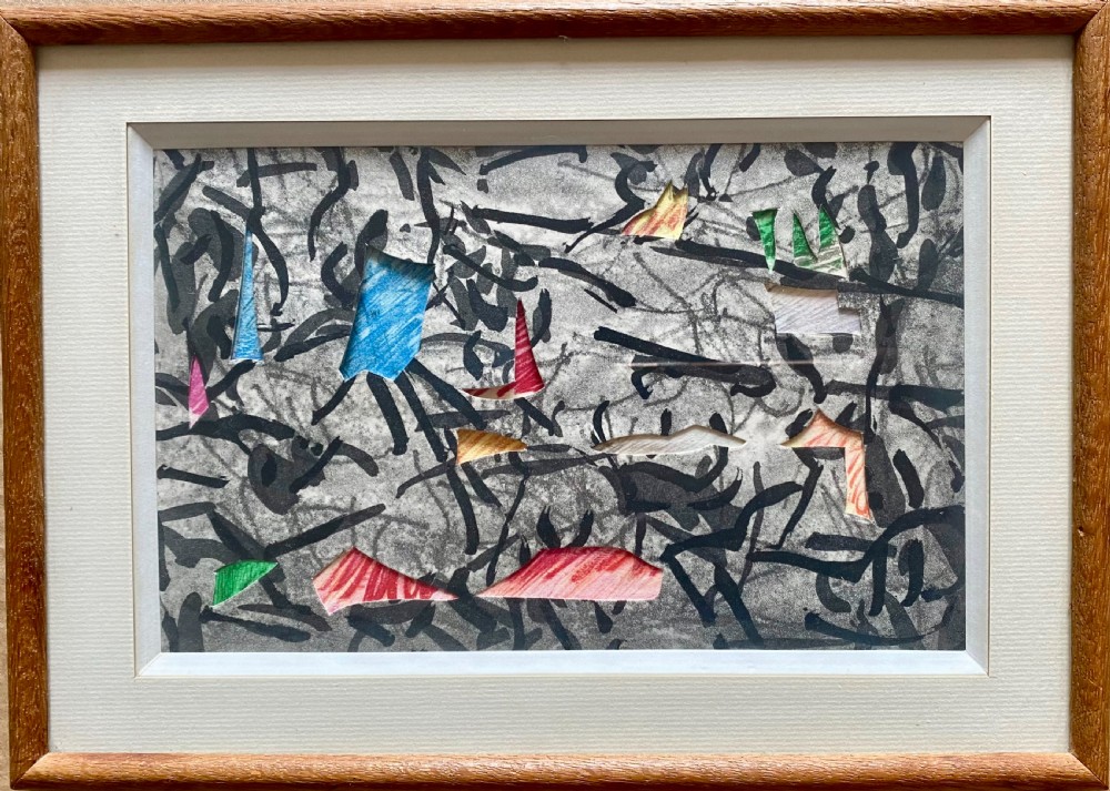 Abstract mid century collage cut out drawing French Nouveau Realisme
 View II