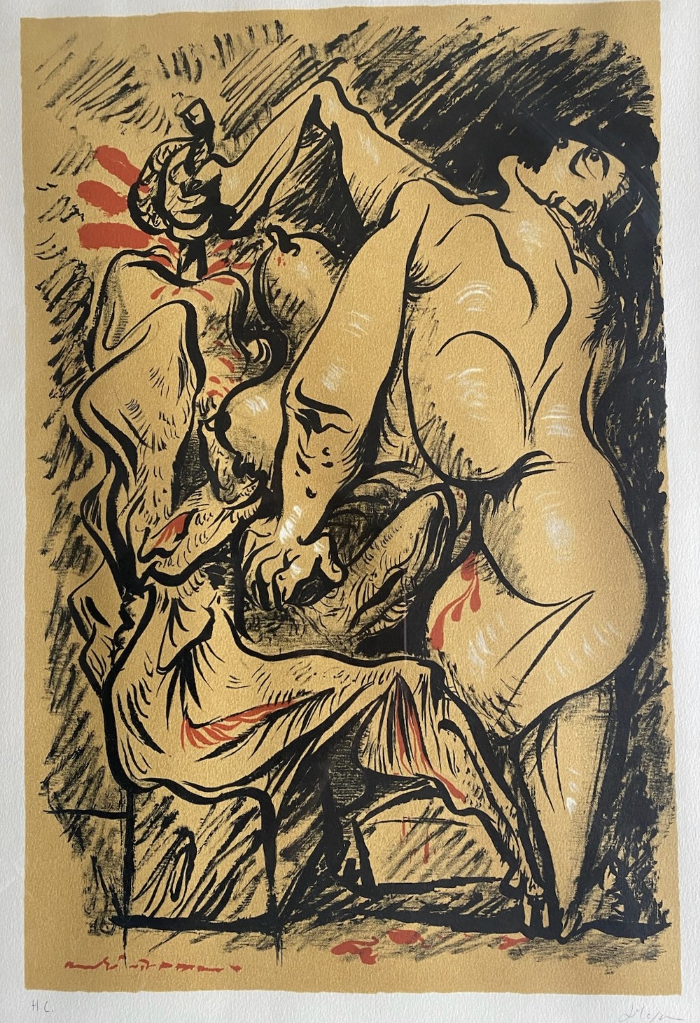 André Masson: surrealist erotic nude original hand signed lithograph on paper