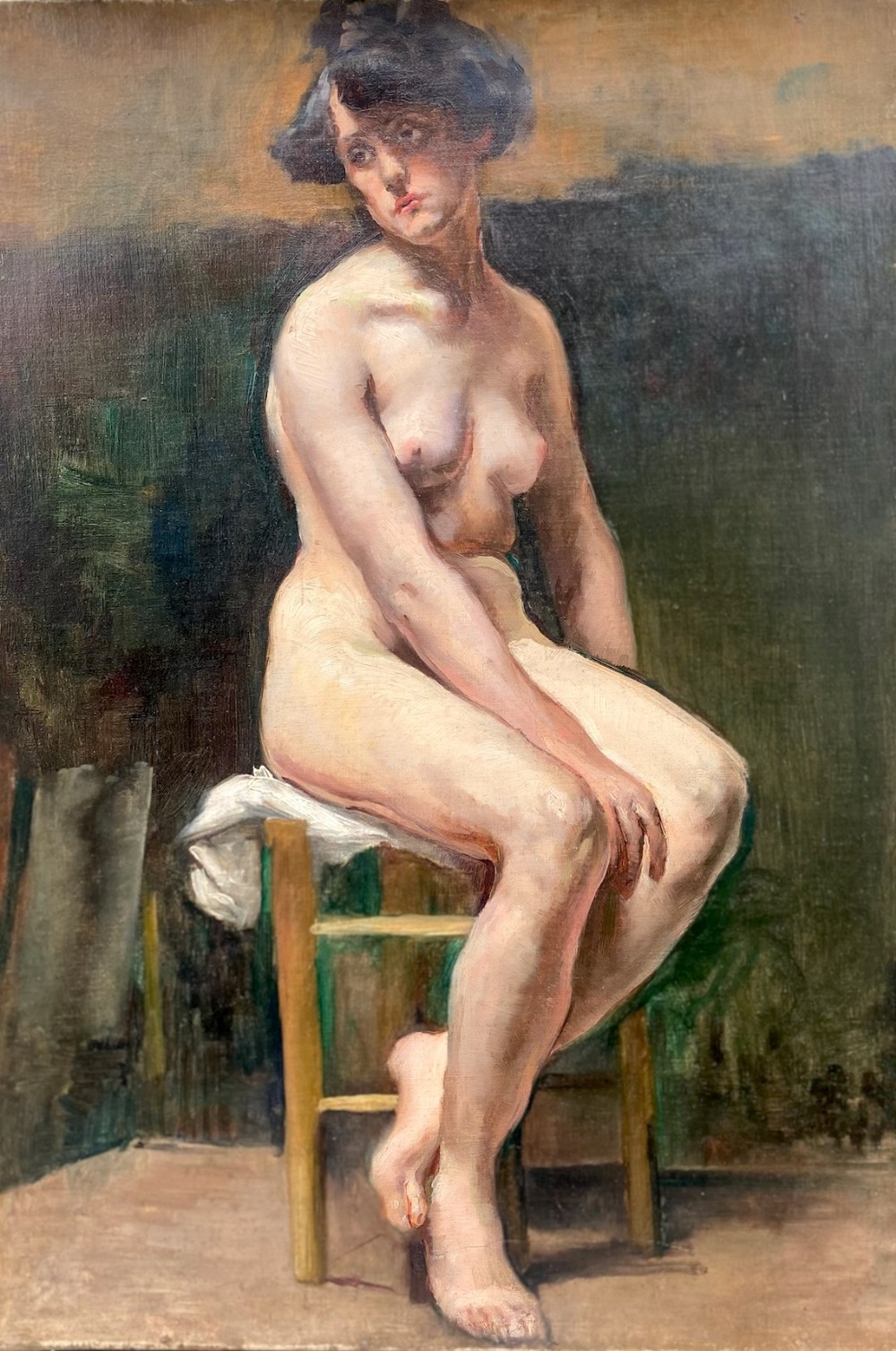 The Live Model, ca 1892 Belle Epoque nude with Attitude, Paris by Woman Artist oil on canvas