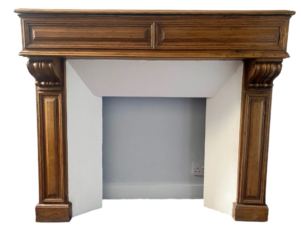 Elegant Large French Oak Fireplace Surround ca 1900 
