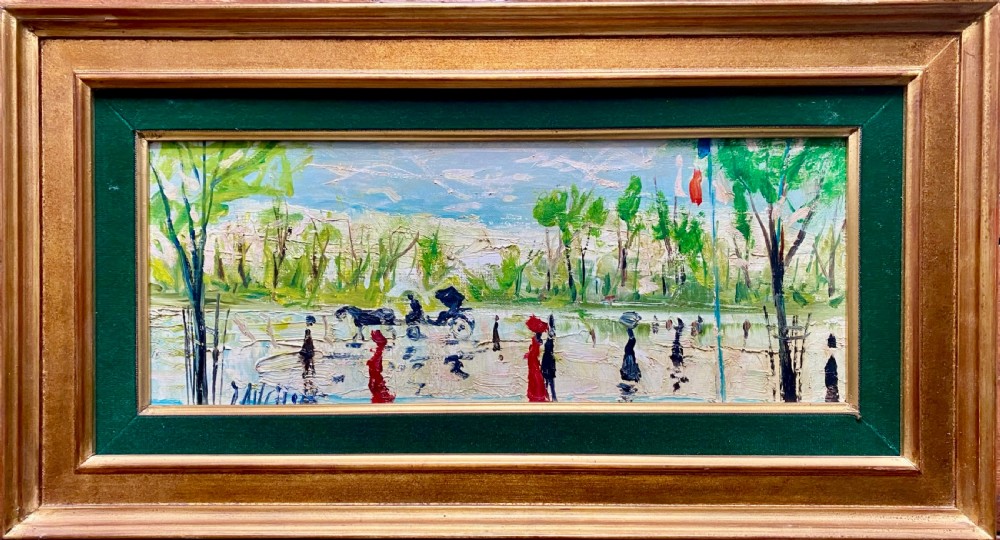 A walk in the Park by French Expressionist...Greta Garbo Owned A Works By The Artist! Oil on canvas View II