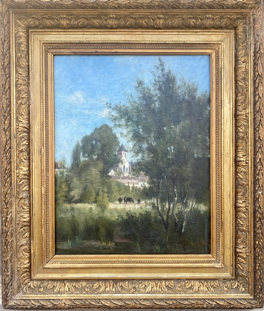 Pastoral Scene at Auvers sur Oise, ca 1880 by Dutch friend of van Gogh's working in France Barbizon oil on canvas