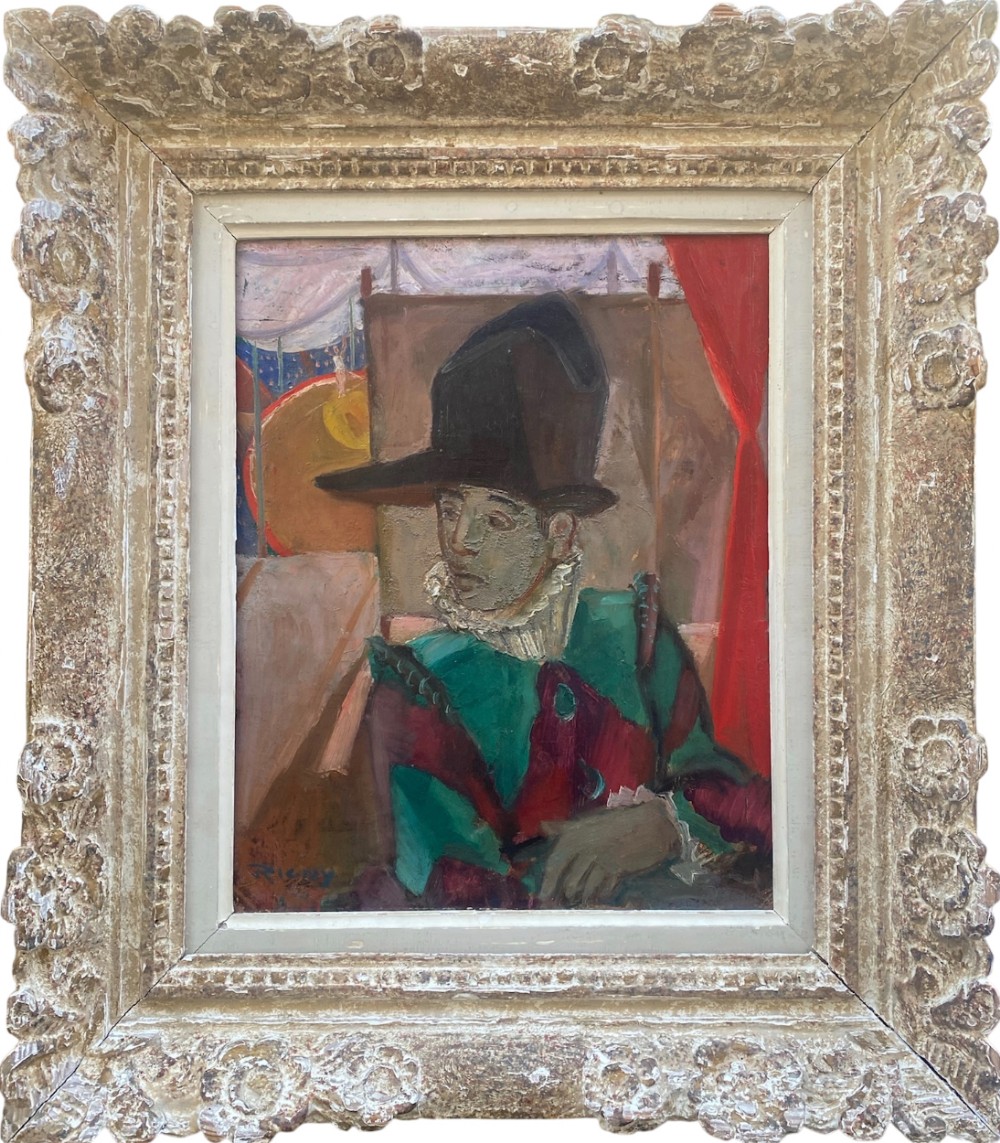 The Harlequin, 1918: poignant avant grande oil on board