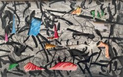 ABSTRACT MID CENTURY COLLAGE CUT OUT DRAWING FRENCH NOUVEAU REALISME