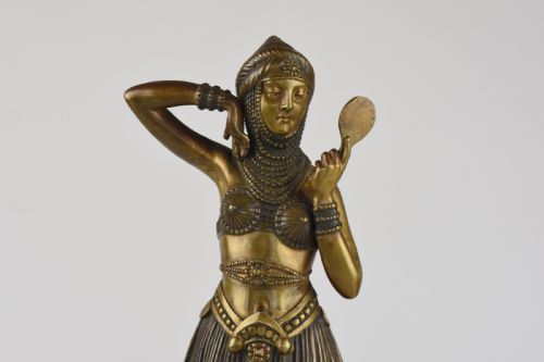 DEMETRE CHIPARUS ART DECO BRONZE WOMAN WITH MIRROR - ADDITIONAL PHOTO 2