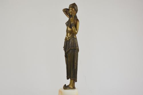 DEMETRE CHIPARUS ART DECO BRONZE WOMAN WITH MIRROR - ADDITIONAL PHOTO 4