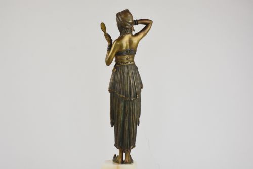 DEMETRE CHIPARUS ART DECO BRONZE WOMAN WITH MIRROR - ADDITIONAL PHOTO 5