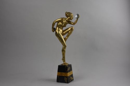 Art Deco Bronze Figure Lucien Alliot Cymbal Dancer