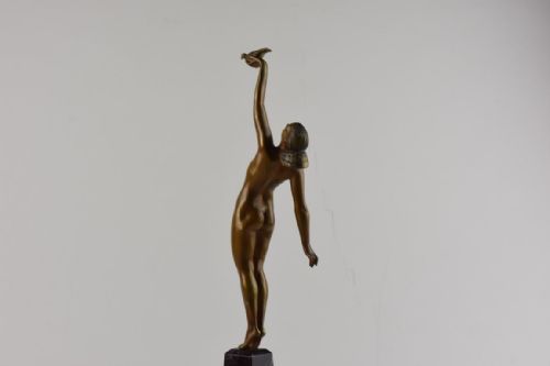 MESSENGER OF LOVE ICONIC ART DECO BRONZE FIGURE BY PIERRE LE FAGUAYS - ADDITIONAL PHOTO 2