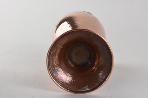 A PAIR OF ENGLISH ARTS AND CRAFTS COPPER AND SILVER MOUNTED VASES BY A E JONES - ADDITIONAL PHOTO 1