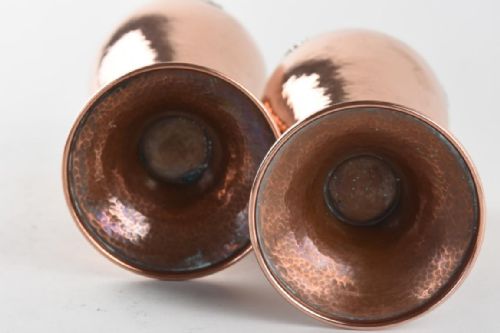 A PAIR OF ENGLISH ARTS AND CRAFTS COPPER AND SILVER MOUNTED VASES BY A E JONES - ADDITIONAL PHOTO 4