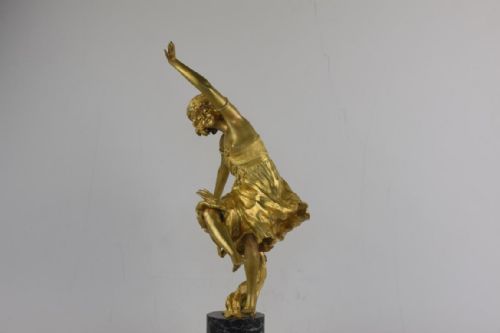 ART NOUVEAU GILT BRONZE FIGURE OF A DANCING MAIDEN BY CHARLOTTE MONGINOT - ADDITIONAL PHOTO 2
