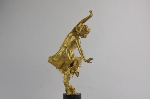 ART NOUVEAU GILT BRONZE FIGURE OF A DANCING MAIDEN BY CHARLOTTE MONGINOT - ADDITIONAL PHOTO 4