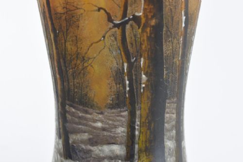 DAUM A BEAUTIFUL WINTER LANDSCAPE VASE ARBRES EN PAYSAGE ENNEIG - ADDITIONAL PHOTO 4