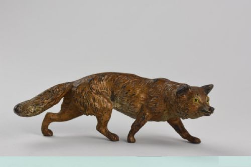a cold painted vienna bronze figure of a stalking fox - CATEGORY: ANTIQUE METAL - DATED 1900