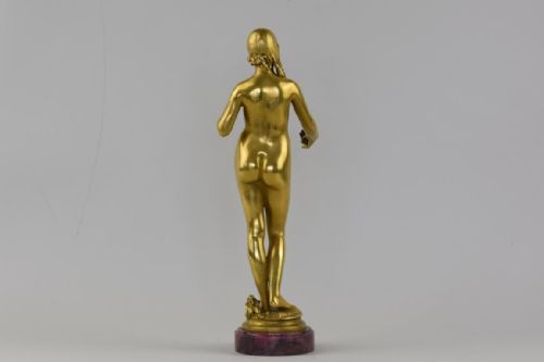 ART NOUVEAU GILT BRONZE FIGURE LA JEUNESSE AN ALLEGORY OF YOUTH ANTONIN CARLES - ADDITIONAL PHOTO 1