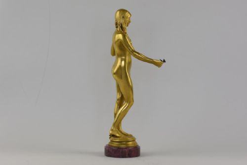 ART NOUVEAU GILT BRONZE FIGURE LA JEUNESSE AN ALLEGORY OF YOUTH ANTONIN CARLES - ADDITIONAL PHOTO 2