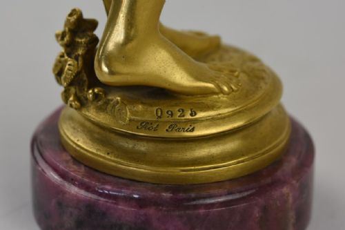 ART NOUVEAU GILT BRONZE FIGURE LA JEUNESSE AN ALLEGORY OF YOUTH ANTONIN CARLES - ADDITIONAL PHOTO 4