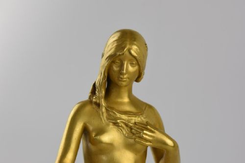 ART NOUVEAU GILT BRONZE FIGURE LA JEUNESSE AN ALLEGORY OF YOUTH ANTONIN CARLES - ADDITIONAL PHOTO 7