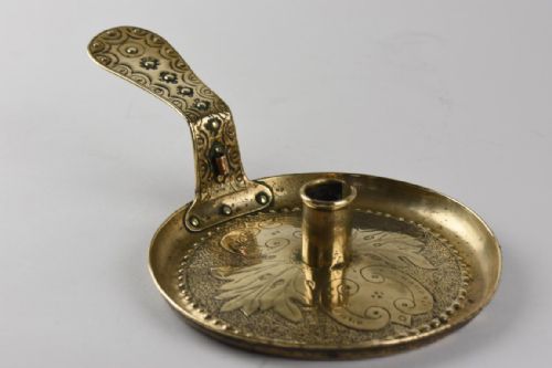 an unusual arts and crafts brass chamberstick by the keswick school of industrial arts - CATEGORY: ANTIQUE LIGHTING - DATED 1900