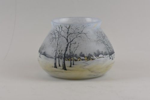daum dutch winter landscape vase - CATEGORY: ANTIQUE GLASS - DATED 1900