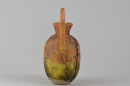 AN UNUSUAL DAUM WINTER LANDSCAPE JUG WITH ORIGINAL STOPPER - ADDITIONAL PHOTO 1