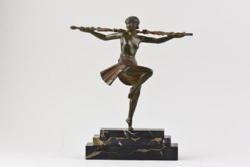 pierre le faguays dancer with thrysus - CATEGORY: ANTIQUE SCULPTURES - DATED 1930