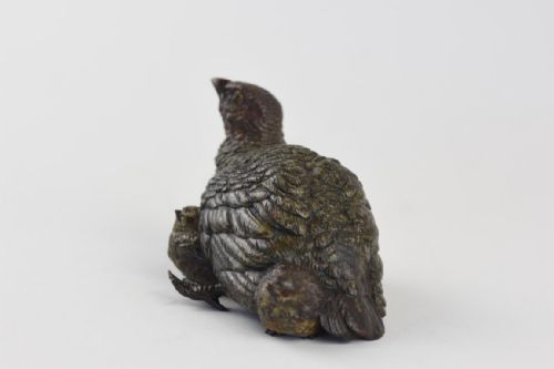 COLD PAINTED VIENNA BRONZE FIGURE OF A PARTRIDGE AND 3 CHICKS - ADDITIONAL PHOTO 2