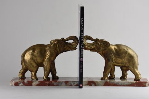 art deco elephant bookends - CATEGORY: ANTIQUE MISCELLANEOUS - DATED 1930