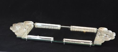 art deco mirrored tray with glass borders and handles - CATEGORY: ANTIQUE MISCELLANEOUS - DATED 1920