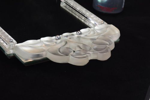 ART DECO MIRRORED TRAY WITH GLASS BORDERS AND HANDLES - ADDITIONAL PHOTO 2