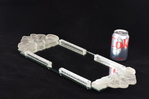 ART DECO MIRRORED TRAY WITH GLASS BORDERS AND HANDLES - ADDITIONAL PHOTO 3