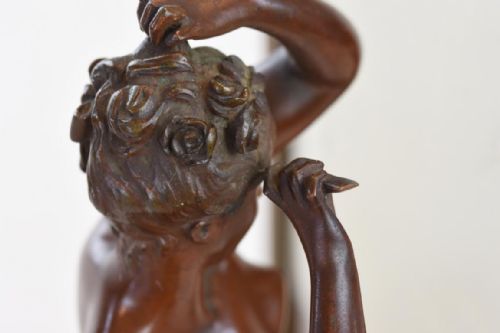 ART NOUVEAU BRONZE FIGURE BY EMILE PINEDO WOMAN WITH MIRROR - ADDITIONAL PHOTO 3