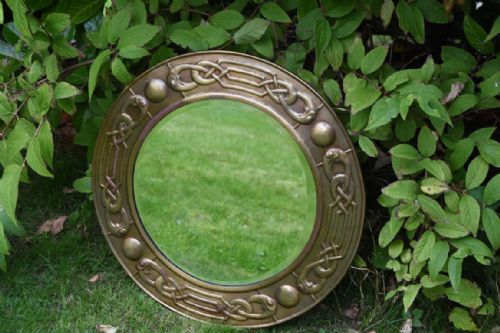 arts and crafts glasgow school brass mirror - CATEGORY: ANTIQUE MIRRORS - DATED 1900