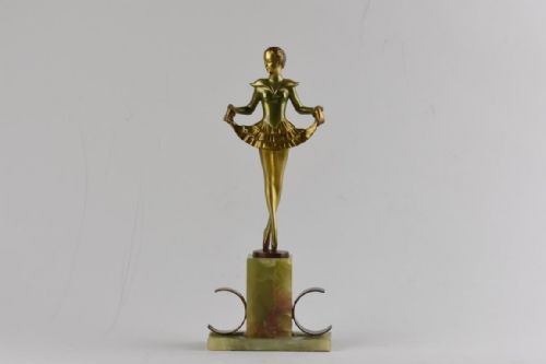 josef lorenzl art deco cold painted bronze dancer en pointe - CATEGORY: ANTIQUE SCULPTURES - DATED 1930