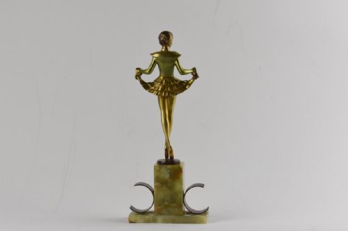 JOSEF LORENZL ART DECO COLD PAINTED BRONZE DANCER EN POINTE - ADDITIONAL PHOTO 1