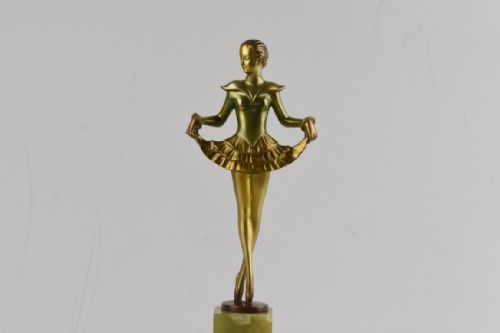 JOSEF LORENZL ART DECO COLD PAINTED BRONZE DANCER EN POINTE - ADDITIONAL PHOTO 7