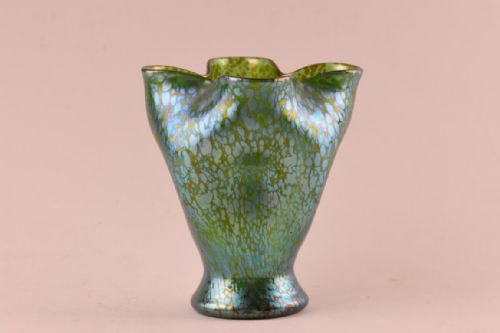 loetz creta papillon vase with dimpled body - CATEGORY: ANTIQUE GLASS - DATED 1900