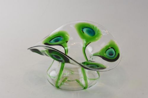 an art nouveau 2 colour peacock trail vase - CATEGORY: ANTIQUE GLASS - DATED 1900